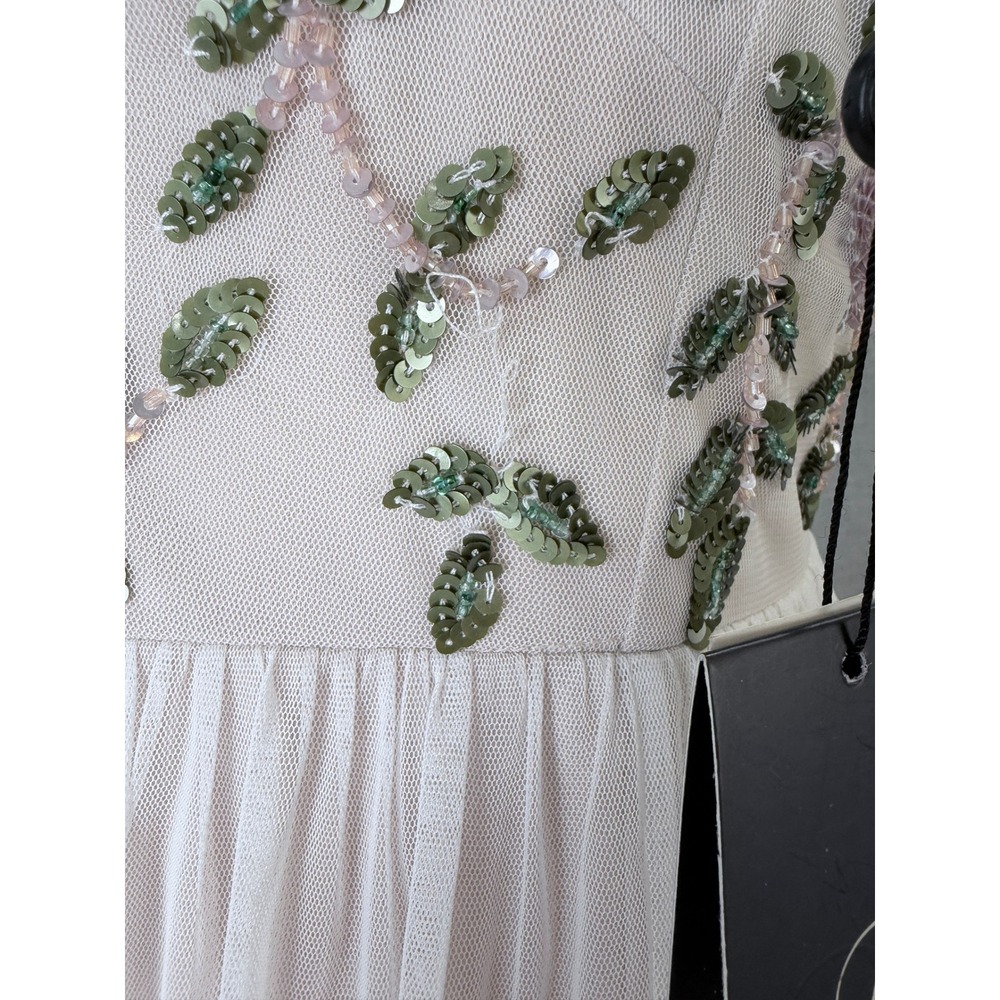NWT Adrianna Papell Ivory Floral Beaded Sequin Maxi Dress Size 6 Garden Party - Picture 8 of 16